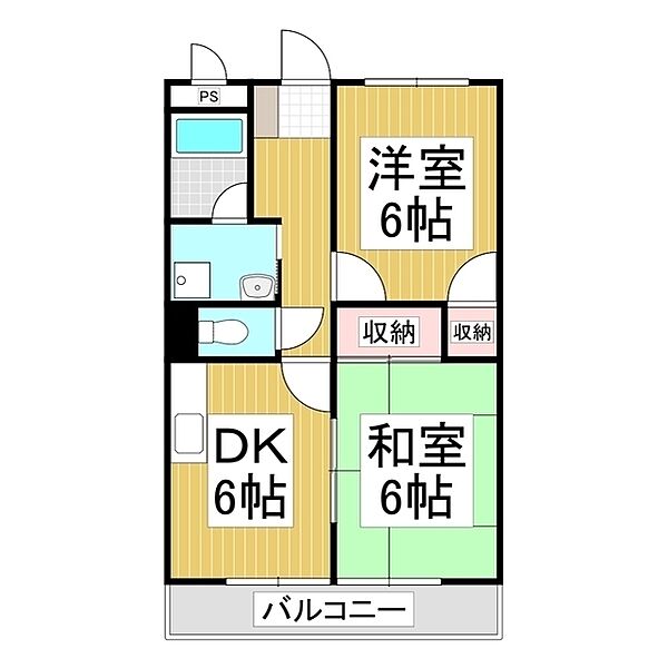 キャッスルトマト2 ｜長野県飯田市松尾城(賃貸アパート2DK・1階・44.72㎡)の写真 その2