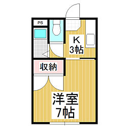 コーポまどか　Ｃ 1階1Kの間取り