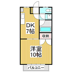 グリーンハイツ高森 2階1DKの間取り