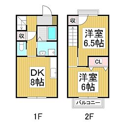 グリーンハイツ 1階2DKの間取り