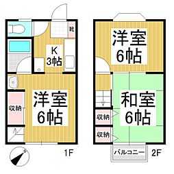 ハイツ北斗星 1階3Kの間取り