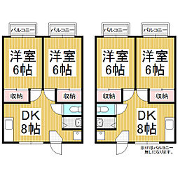 七久保ヒルズ　A 2階2DKの間取り