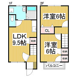 アルコイーリス 1階2LDKの間取り