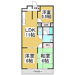 アヴェニール白山 3階3LDKの間取り
