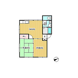 ササキハイツ 2階2DKの間取り