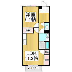 サンハイツ片桐 1階1LDKの間取り