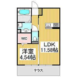 パストラル泉 1階1LDKの間取り