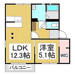 フォーレスアーサー　Ｂ 2階1LDKの間取り