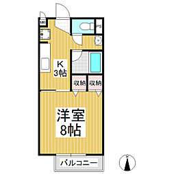 レジデンス塚平 1階1Kの間取り