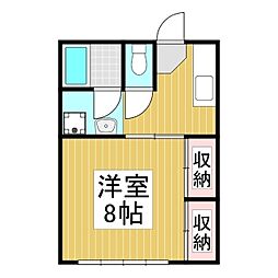 ハイツ高岡　B 1階1Kの間取り