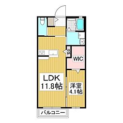 ブラン・テラス 2階1LDKの間取り