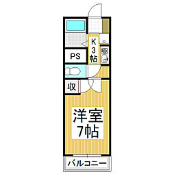 ジョイハウスノムラ 3階1Kの間取り
