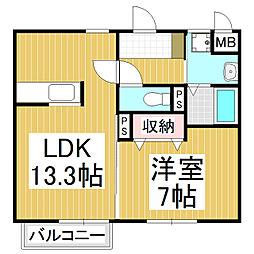 ラ　ポール　松澤　B 1階1LDKの間取り