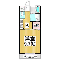 グランコート 1階1Kの間取り