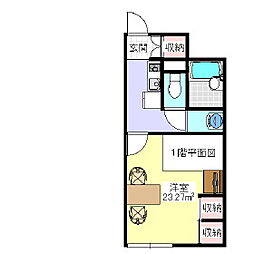 レオパレスマリナII 1階1Kの間取り