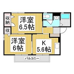フレグランス岩下 2Kの間取図画像