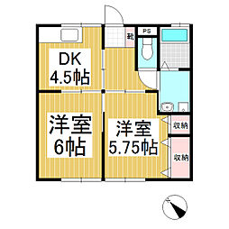 代田コーポ 2DKの間取図画像