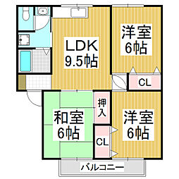 ハイツかわばた 3DKの間取図画像