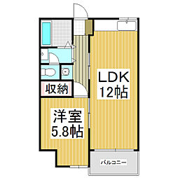 ハイツ中乃島 1LDKの間取図画像