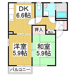 ラポールカイトA 2DKの間取図画像