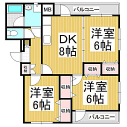 ソレイユ宮ノ上 3DKの間取図画像