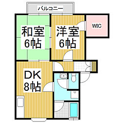 下田ハイツ松尾 2DKの間取図画像