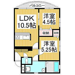 クレストンコート 2LDKの間取図画像