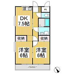 アダージョ2 2DKの間取図画像