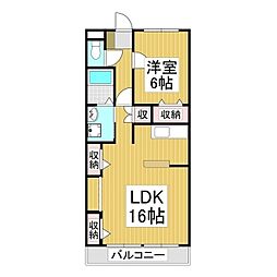 サープラススリーハイマート明金A 1LDKの間取図画像