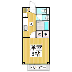 エスポワールハヤシB 1Kの間取図画像