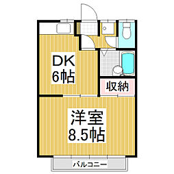 グリーンヒル 1DKの間取図画像