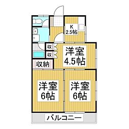 羽場崎アパートB 3Kの間取図画像