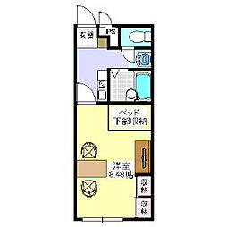 レオパレスサンライズ宮ノ上 1Kの間取図画像
