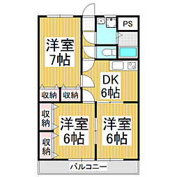 ブルーベリーズマンション 3DKの間取図画像