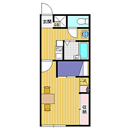 レオパレスEF 1Kの間取図画像