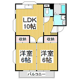 サンリツ・サニーハイツ2号棟 2LDKの間取図画像