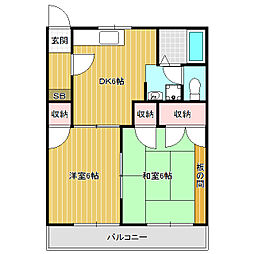 セフィラ北町A 2DKの間取図画像