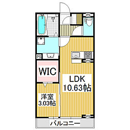 ヴィラ田園 1LDKの間取図画像