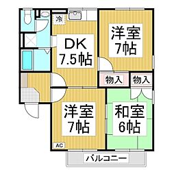 コーポ新稜　Ａ 1階3DKの間取り