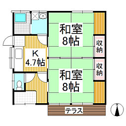 土屋様南堀平屋 2Kの間取り