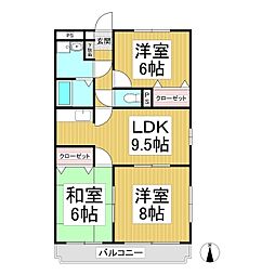 カメリアガーデン 2階3LDKの間取り