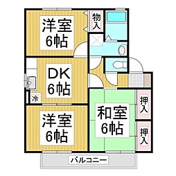 ロイヤル・ウイング　Ｅ棟 1階3DKの間取り