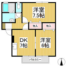 パレフロールB 2DKの間取図画像