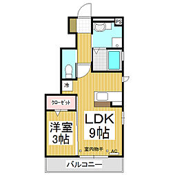 レオビーラ 1LDKの間取図画像