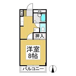 サンフラワーB 1Kの間取図画像