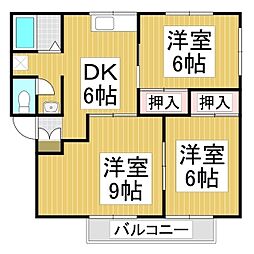 ホワイトベルローズB 3DKの間取図画像