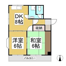 ハイツ宮崎 2DKの間取図画像