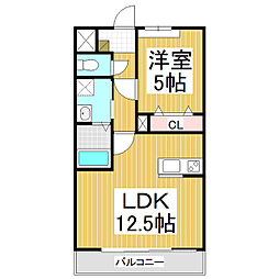 デュアルベルライン 1LDKの間取図画像