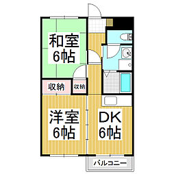 ウェストハイツ 2階2DKの間取り