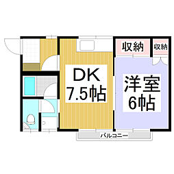 ツルコーポ 2階1DKの間取り